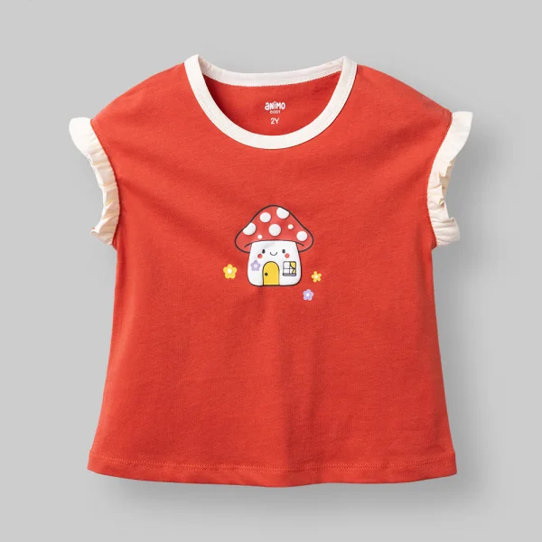 Bộ bé gái ngắn Animo Easy LU0326013 (1Y-4Y,Đỏ-kem,DD01)