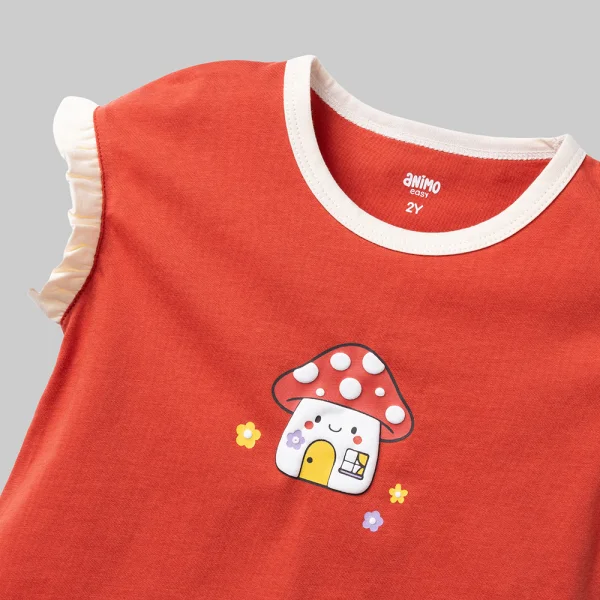 Bộ bé gái ngắn Animo Easy LU0326013 (1Y-4Y,Đỏ-kem,DD01)