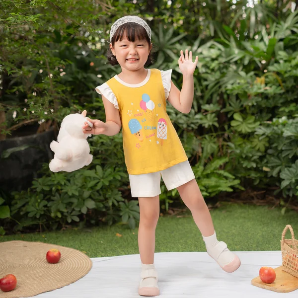 Bộ bé gái ngắn Animo Easy TX0326024 (1Y-4Y,Vàng-kem,TT02)