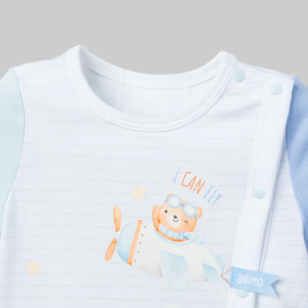 Bodysuit bé trai đùi Animo VD0126004 (0-12M,Trắng - xanh nhạt,NN02)
