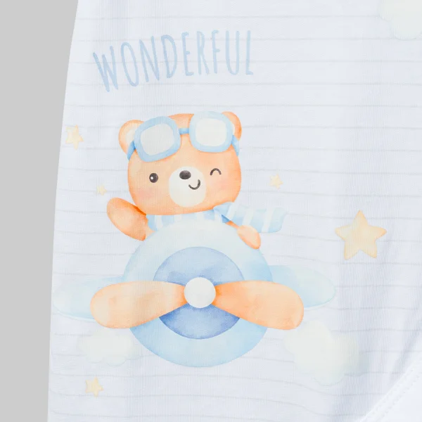 Bodysuit bé trai đùi Animo VD0126004 (0-12M,Trắng - xanh nhạt,NN02)