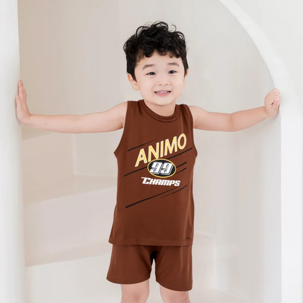 Bộ sát nách bé trai ngắn Animo Easy HN0426023 (1-4Y,Nâu)