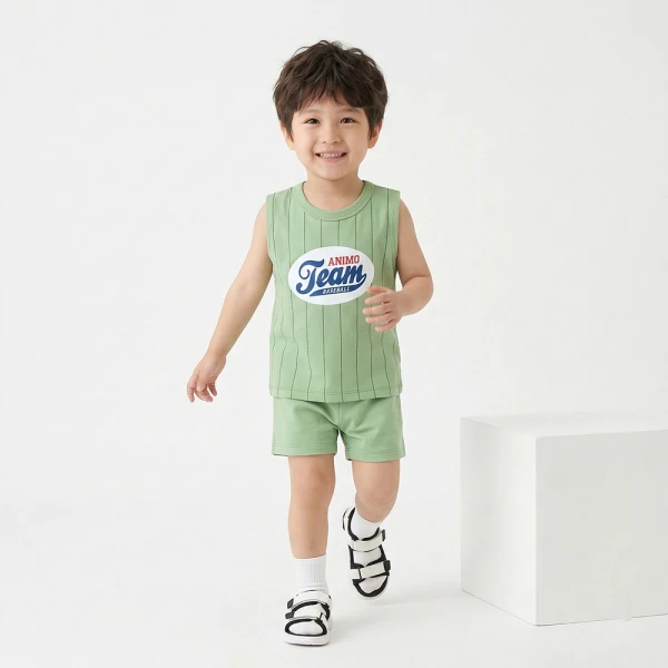 Bộ sát nách bé trai ngắn Animo Easy HN0426026 (1-4Y,Lá)