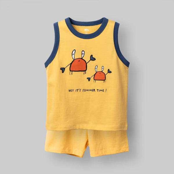 Bộ sát nách bé trai ngắnAnimo Easy HN0526023 (1-4Y Vàng)
