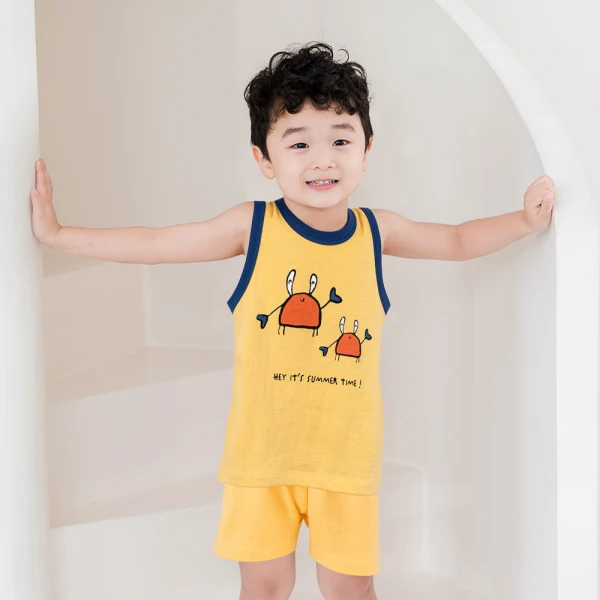 Bộ sát nách bé trai ngắnAnimo Easy HN0526023 (1-4Y Vàng)