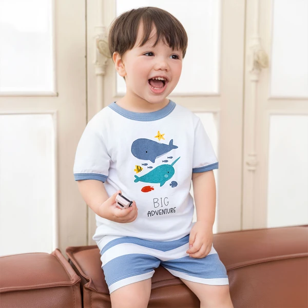 Bộ bé trai ngắnAnimo Easy HN0526026 (1-4Y Trắng-biển)