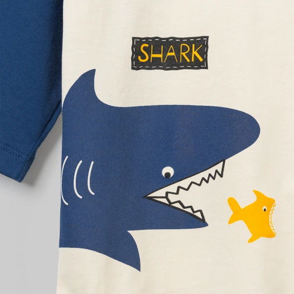 Bộ bé trai dài Animo Easy SU26 HN0426063 (1-4Y,Kem-Xanh dương đậm)
