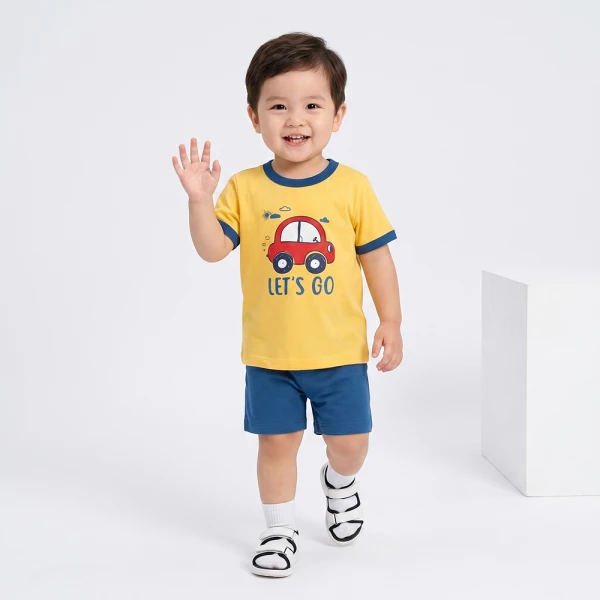 Bộ bé trai ngắn Animo Easy SU26 HN0426078 (1-4Y,Vàng-Xanh)
