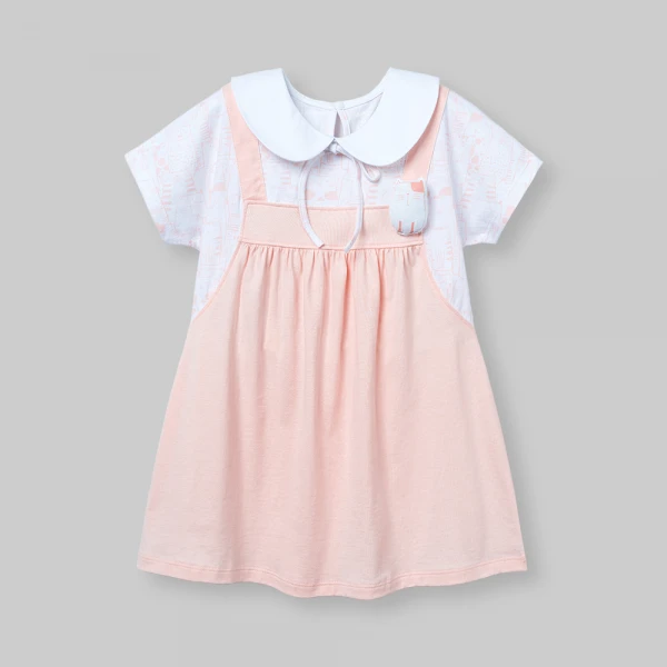 Đầm yếm bé gái bst Meo Animo VD0526021 (1-6Y,Cam nhạt)