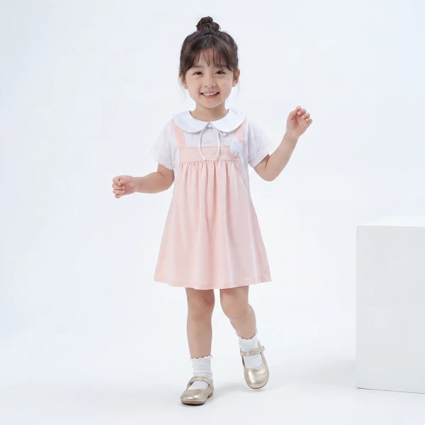 Đầm yếm bé gái bst Meo Animo VD0526021 (1-6Y,Cam nhạt)