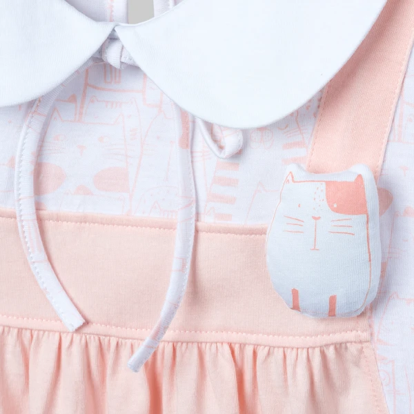 Đầm yếm bé gái bst Meo Animo VD0526021 (1-6Y,Cam nhạt)