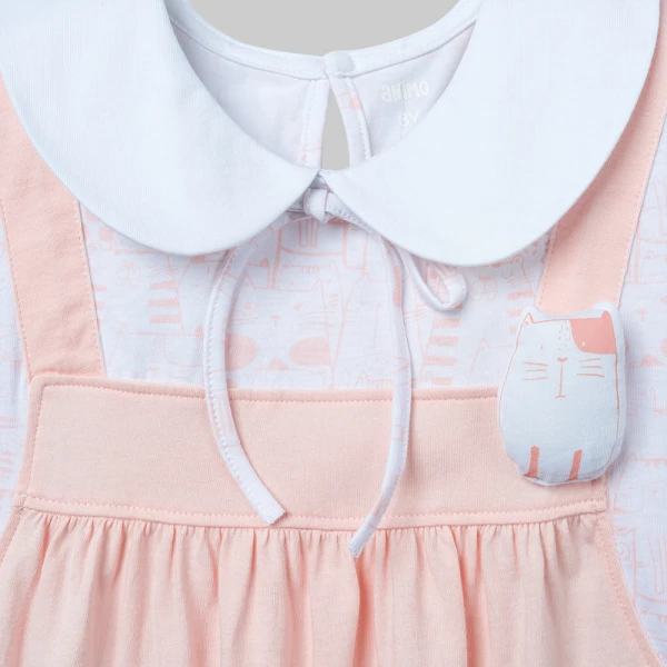 Đầm yếm bé gái bst Meo Animo VD0526021 (1-6Y,Cam nhạt)