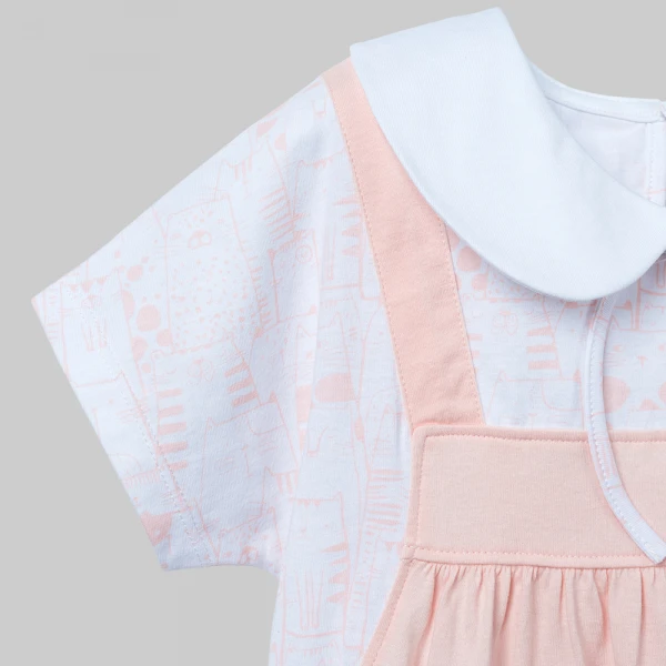 Đầm yếm bé gái bst Meo Animo VD0526021 (1-6Y,Cam nhạt)