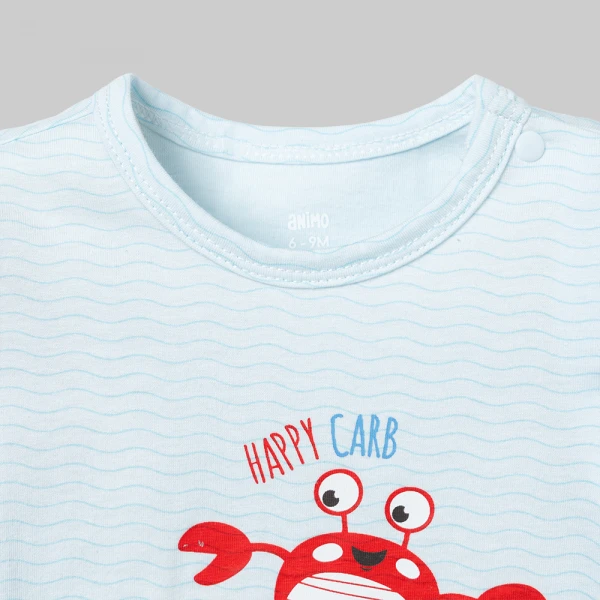 Bodysuit bé trai đùi Animo Ocean Friends VD0226001 (0-12M,Xanh nhạt)