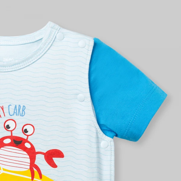Bodysuit bé trai đùi Animo Ocean Friends VD0226001 (0-12M,Xanh nhạt)
