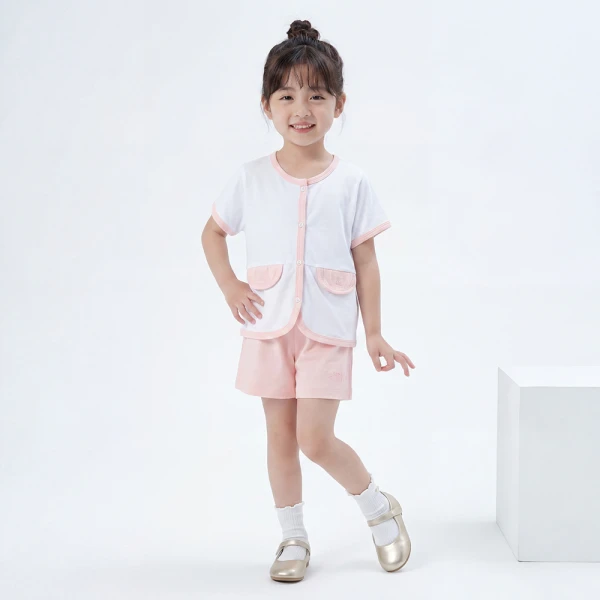Bộ bé gái ngắn bst Meo Animo VD0526022 (1-6Y,Trắng-cam nhạt)