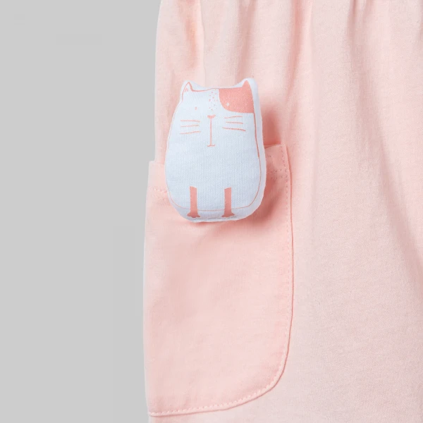 Bộ bé gái ngắn cánh dơi bst Meo Animo VD0526020 (1-6Y,Cam nhạt)
