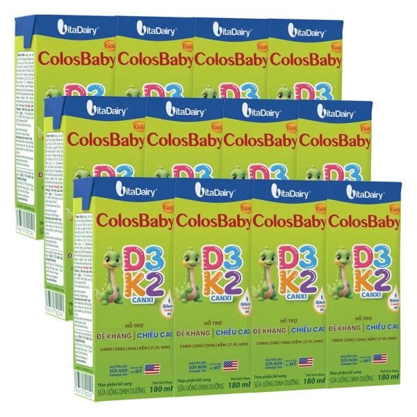 Combo 3 lốc Sữa Uống Dinh Dưỡng Colosbaby Gold D3K2 180ml (lốc 4 hộp)
