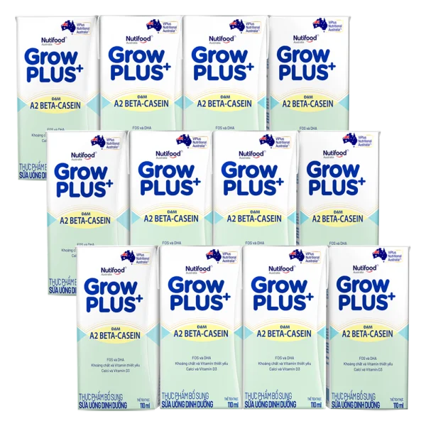 Combo 3 lốc Sữa Bột Pha Sẵn Nutifood GrowPLUS A2 Beta-Casein 110ml (Lốc 4)