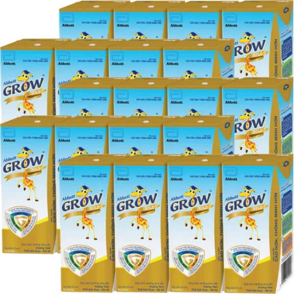 Combo 5 Thực phẩm bổ sung sữa tiệt trùng Abbott Grow Gold hương vani 180ml (Lốc 4 hộp)