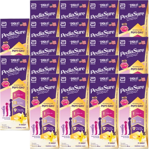 Combo 5 lốc Thực phẩm dinh dưỡng y học cho trẻ 1-10 tuổi: Pediasure hương vani (180ml) (Lốc 4)