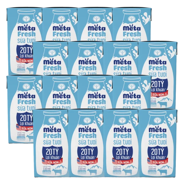 Combo 4 lốc Sữa Tươi Tiệt Trùng MetaFresh Lợi Khuẩn 110ml (lốc 4 hộp)