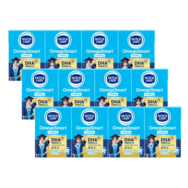Combo 3 Sữa Dinh Dưỡng Dutch Lady OmegaSmart Ít Đường 110ml (lốc 4 hộp)