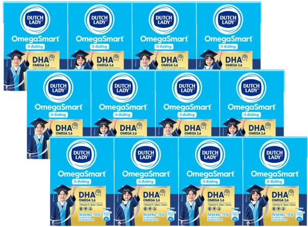 Combo 3 Sữa Dinh Dưỡng Dutch Lady OmegaSmart Ít Đường 110ml (lốc 4 hộp)