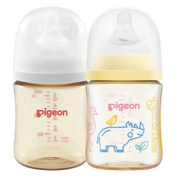 Combo 1 Bình Sữa Pigeon PPSU Softouch Baby-Friendly World 160ml (SS) và 1 Bình Sữa Pigeon PPSU Softouch Baby-Friendly World 160ml, muông thú SS)