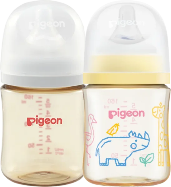 Combo 1 Bình Sữa Pigeon PPSU Softouch Baby-Friendly World 160ml (SS) và 1 Bình Sữa Pigeon PPSU Softouch Baby-Friendly World 160ml, muông thú SS)
