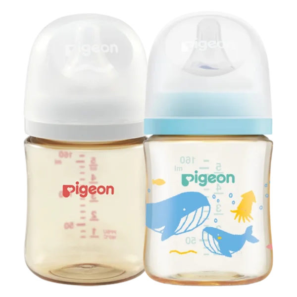 Combo 1 Bình Sữa Pigeon PPSU Softouch Baby-Friendly World 160ml (SS) và 1 Bình Sữa Pigeon PPSU Softouch Baby-Friendly World 160ml, đại dương(SS)