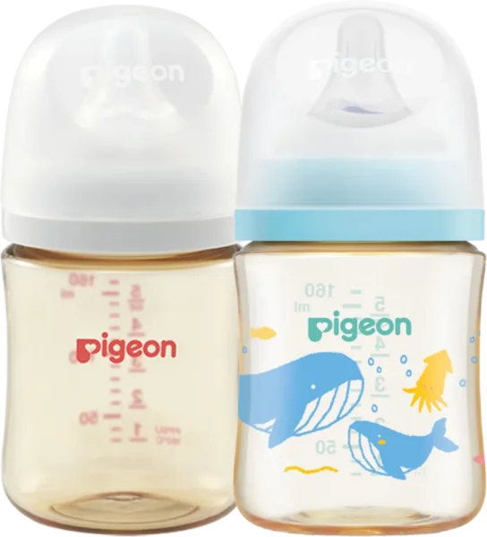 Combo 1 Bình Sữa Pigeon PPSU Softouch Baby-Friendly World 160ml (SS) và 1 Bình Sữa Pigeon PPSU Softouch Baby-Friendly World 160ml, đại dương(SS)
