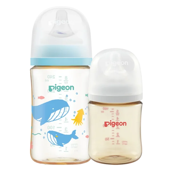 Combo 1 Bình Sữa Pigeon PPSU Softouch Baby-Friendly World 160ml (SS) và Bình Sữa Pigeon PPSU Softouch Baby-Friendly World 240ml, đại dương (M)