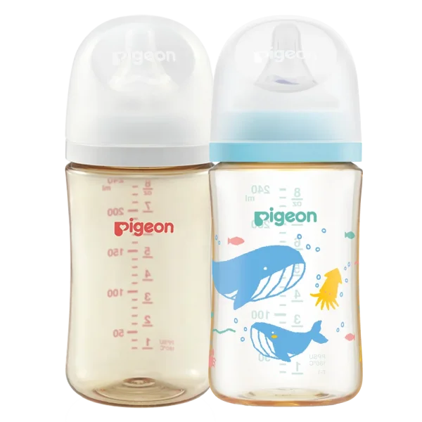 Combo 1 Bình Sữa Pigeon PPSU Softouch Baby-Friendly World 240ml (M) và 1 Bình Sữa Pigeon PPSU Softouch Baby-Friendly World 240ml, đại dương (M)