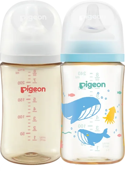 Combo 1 Bình Sữa Pigeon PPSU Softouch Baby-Friendly World 240ml (M) và 1 Bình Sữa Pigeon PPSU Softouch Baby-Friendly World 240ml, đại dương (M)