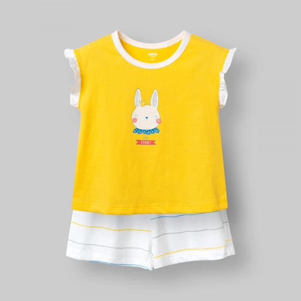Bộ bé gái ngắn Animo Easy SU26 TX0526075 (1Y-4Y,Vàng-Trắng)