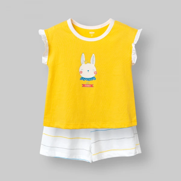 Bộ bé gái ngắn Animo Easy SU26 TX0526075 (1Y-4Y,Vàng-Trắng)