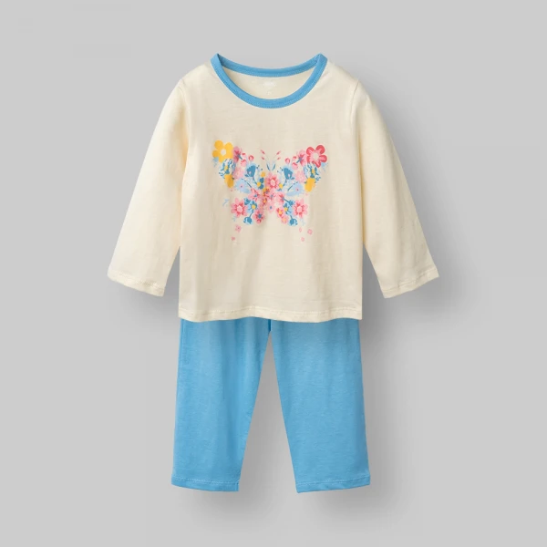 Bộ bé gái dài Animo Easy SU26 TX0526076 (1Y-4Y,Kem-dương)