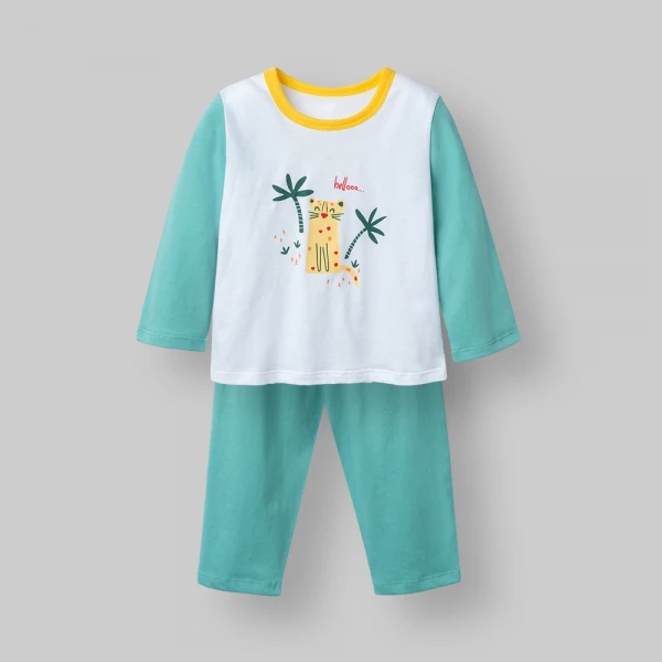 Bộ bé gái dài Animo Easy SU26 TX0426081 (1Y-4Y,Trắng-Lá)