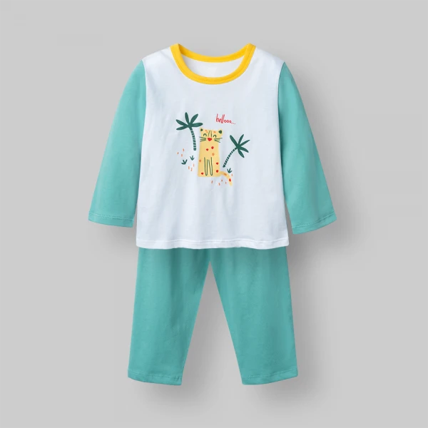 Bộ bé gái dài Animo Easy SU26 TX0426081 (1Y-4Y,Trắng-Lá)