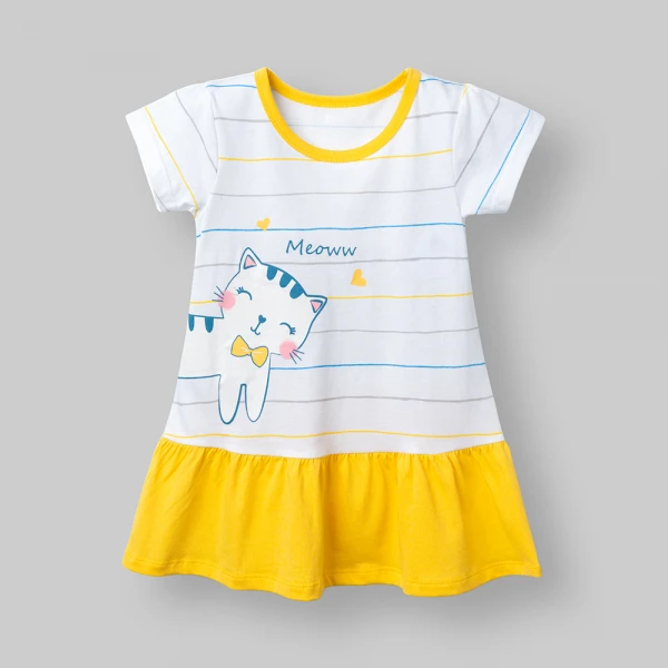 Đầm bé gái Animo Easy SU26 TX0526077 (1Y-4Y,Trắng-Vàng)