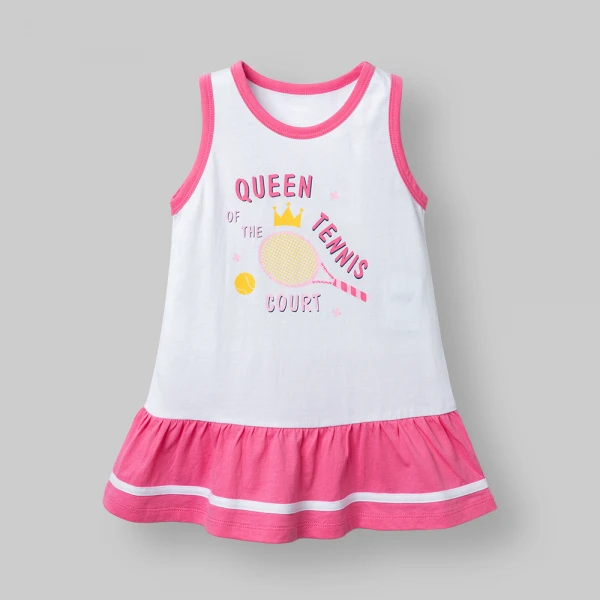 Đầm bé gái Animo Easy LU0526043 (1Y-4Y,Trắng-hồng,TT02)