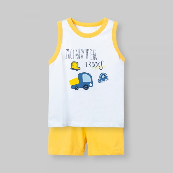 Bộ bé trai sát nách Animo Easy SU26 HN0426075 (1-4Y,Trắng-Vàng)