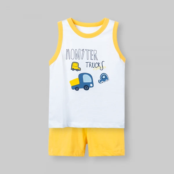 Bộ bé trai sát nách Animo Easy SU26 HN0426075 (1-4Y,Trắng-Vàng)