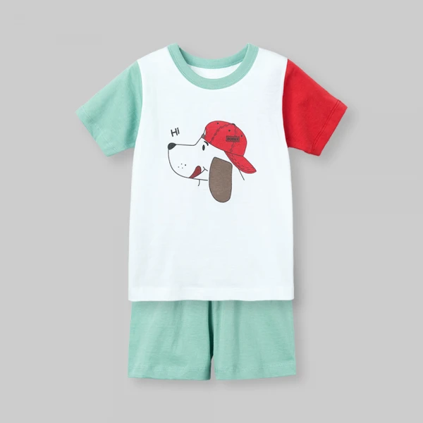 Bộ bé trai ngắn Animo Easy SU26 HN0426069 (1-4Y,Trắng-Lá)