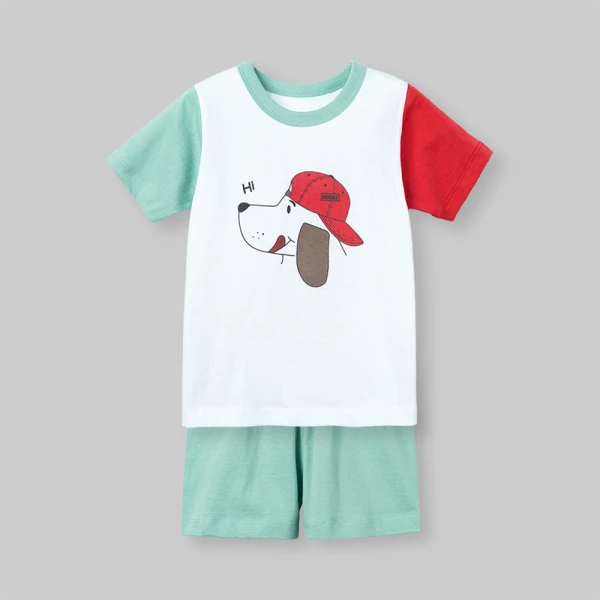 Bộ bé trai ngắn Animo Easy SU26 HN0426069 (1-4Y,Trắng-Lá)