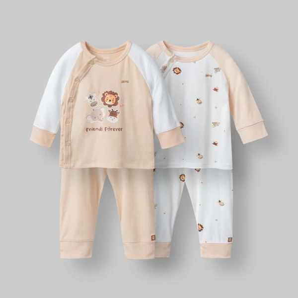 Set 2 bộ kháng khuẩn modal dài Animo VD0126022 (0-24M,Trắng-be)