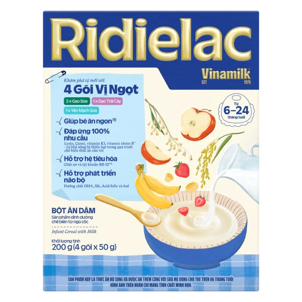 Bột ăm dặm 4 gói vị ngọt Ridielac 4 x 50g