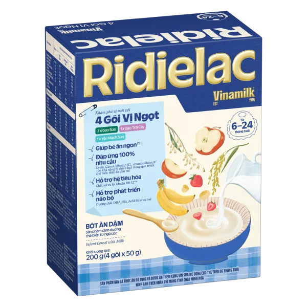 Bột ăm dặm 4 gói vị ngọt Ridielac 4 x 50g