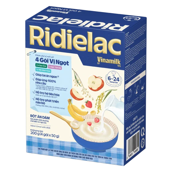 Bột ăm dặm 4 gói vị ngọt Ridielac 4 x 50g
